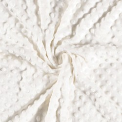Tissu velours minky pois - Ecru / 10 cm