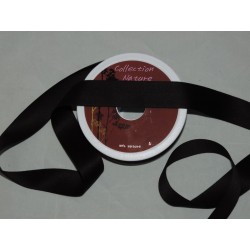 Ruban satin coton non laitonné double-face 25 mm / 14 Noir