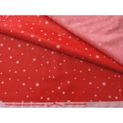 Coated poplin fabric LINNA MORATA® printed red stardust / Cutting 50x75 cm