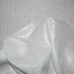 Toile de lin neige flammée métallisée - Argent / 10 cm