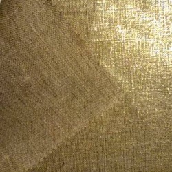 Toile de lin naturelle flammée métallisée - Or / 10 cm