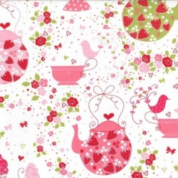 Tissu patchwork MICHAEL MILLER CX4903-PINK-D : Strawberry tea party - Coupon 50 x 55 cm