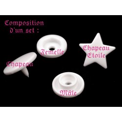 Lot de 10 jeux complets de pressions KAM Etoiles - B07 Jaune citron