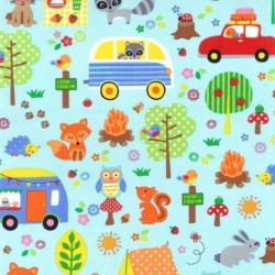Tissu patchwork MICHAEL MILLER CX6352-AQUA-D : Camp out - Coupon 50 x 55 cm