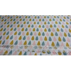 Cotton Natte fabric LINNA MORATA® Cloud Tears Mustard-Powder pink-Gray blue / 10 cm