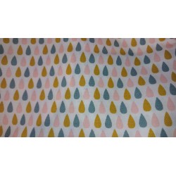 Cotton Natte fabric LINNA MORATA® Cloud Tears Mustard-Powder pink-Gray blue / 10 cm