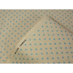 Tissu japonais SEVENBERRY coton-lin : Naturel à étoiles glitter bleues / 10 cm