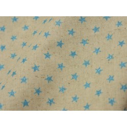 Tissu japonais SEVENBERRY coton-lin : Naturel à étoiles glitter bleues / 10 cm