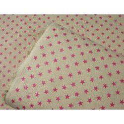 Tissu japonais SEVENBERRY coton-lin : Naturel à étoiles glitter roses / 10 cm