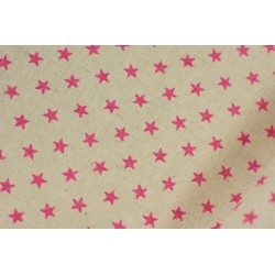 Tissu japonais SEVENBERRY coton-lin : Naturel à étoiles glitter roses / 10 cm